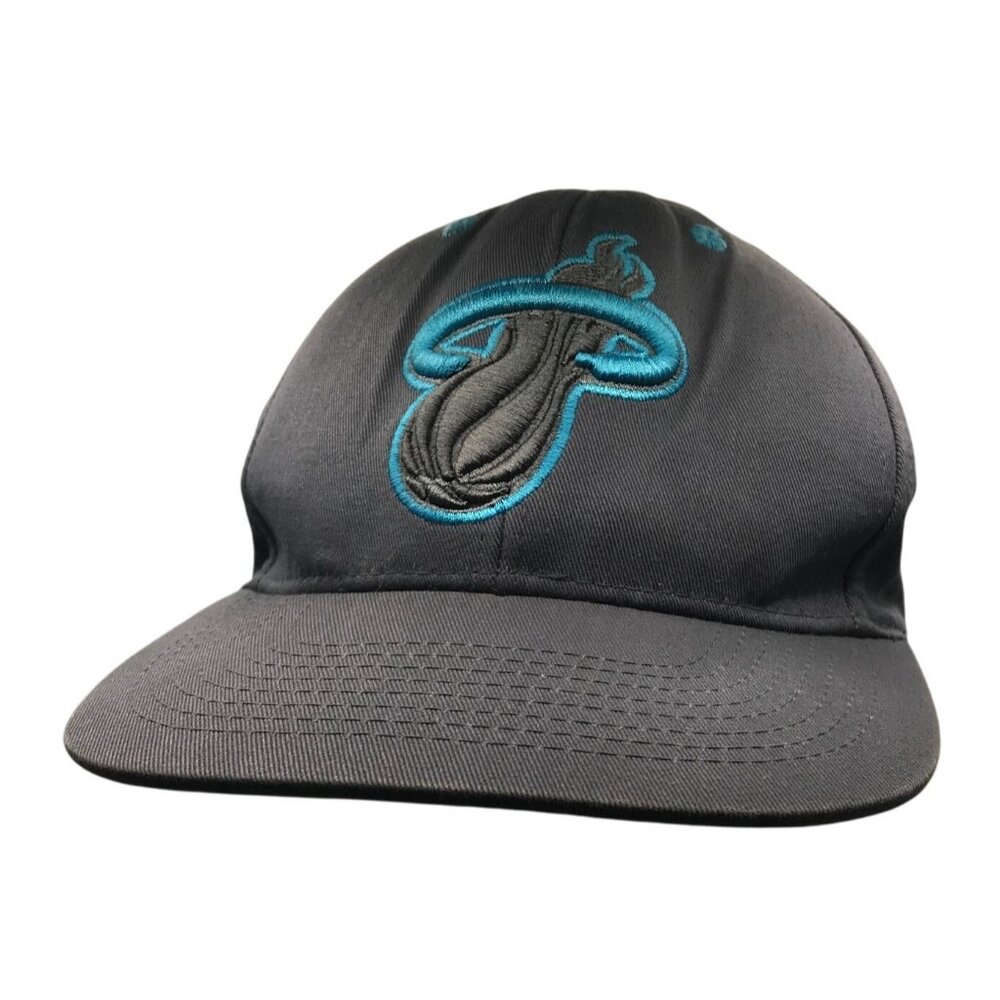 Miami Heat NBA Brand Snapback Cap Gray Teal Basketball Embroidered Adjustable